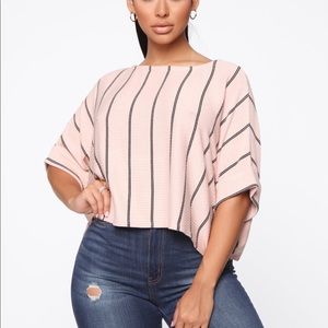 **SOLD** Fashion Nova Skylar Striped Top - Mauve